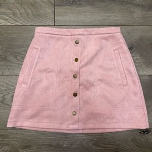 Pink Suede Mini Skirt